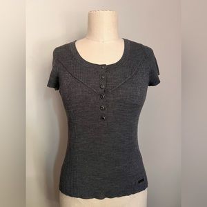 Burberry Japan Blue Label grey knit short sleeve sweater sz 38